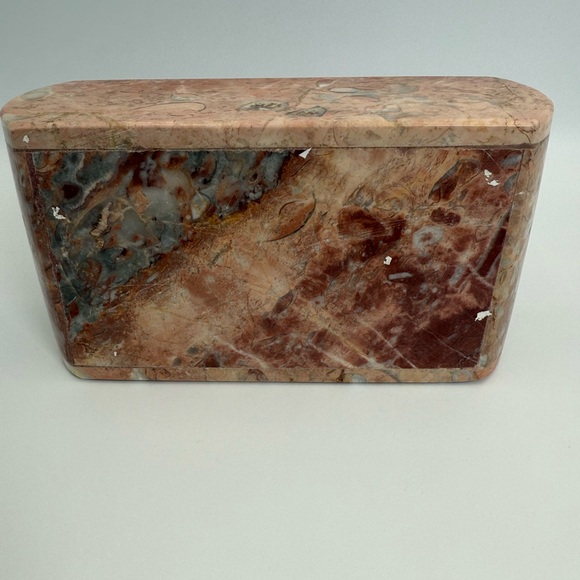 Vintage Marble Trinket Box With Lid Red Jasper Natural Stone Beautiful - Picture 12 of 16